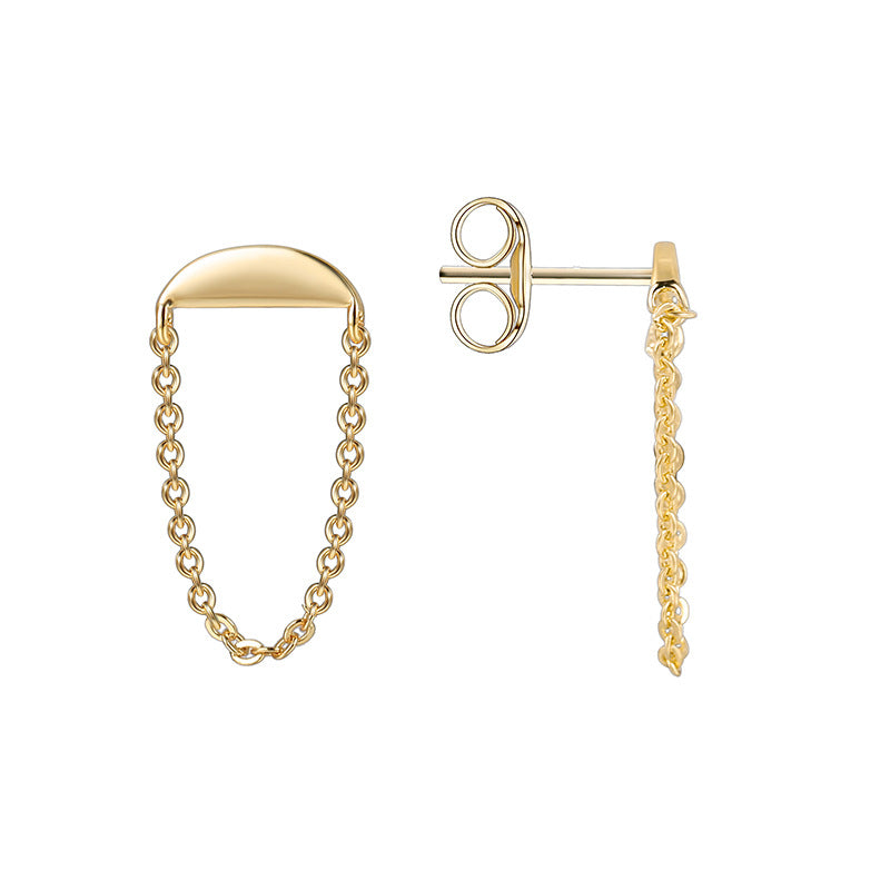 E0402 Jewelry Modern Simple Design Brass Gold-Plated Curved Earrings for Women Long Style U Chain-shaped Earrings