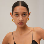 New18k Gold Stainless Steel Hollow Oval Hollow Earrings Stainless Steel Jewelry Fashionable Personality Women's Gift