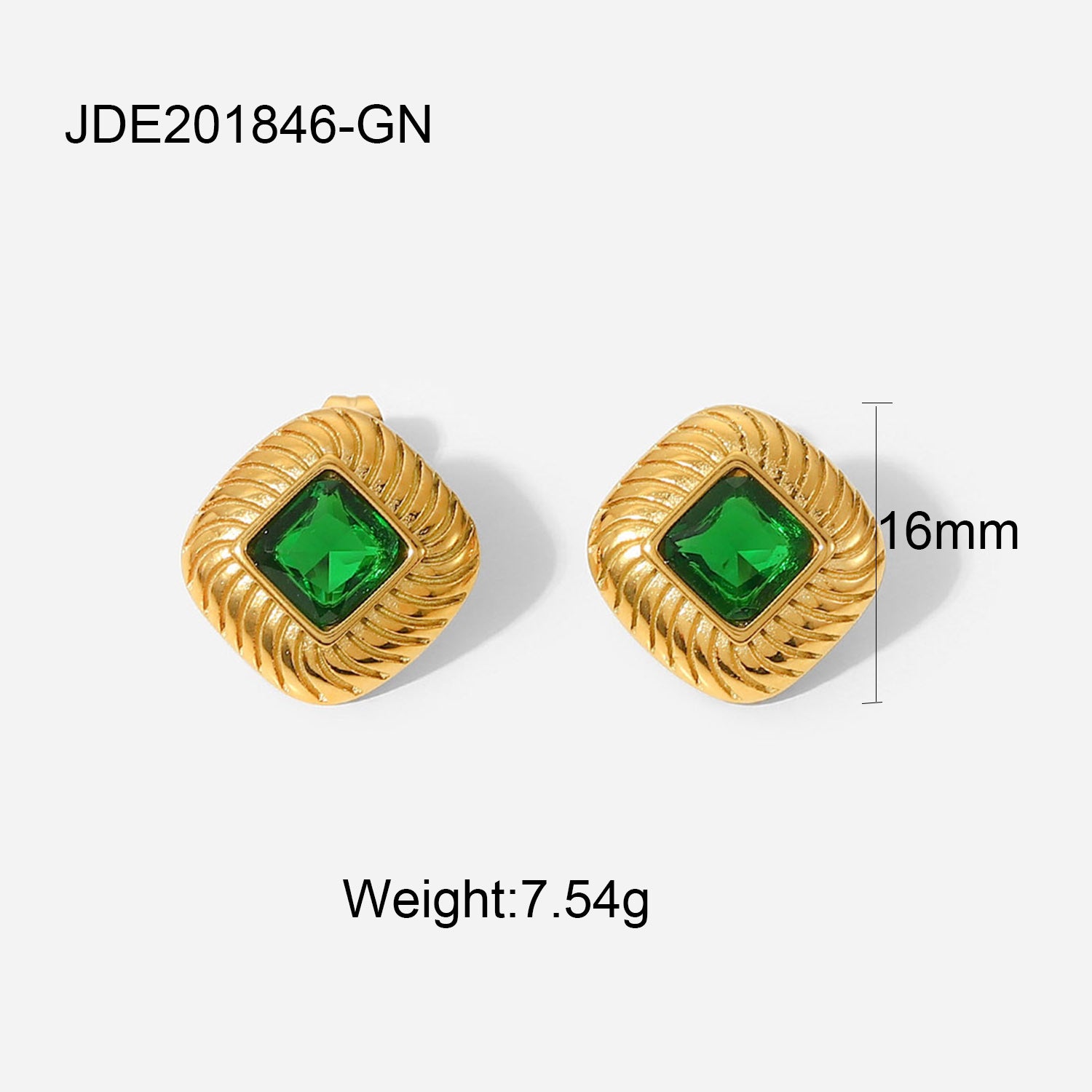 Fashion Retro Green Zircon Series Necklace Earrings Bracelet Ring Women's Stainless Steel Jewelry