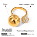 Cubic Zirconia Open Profile Stainless Steel 18K Gold-Plated Open Ring — jewelry construction
