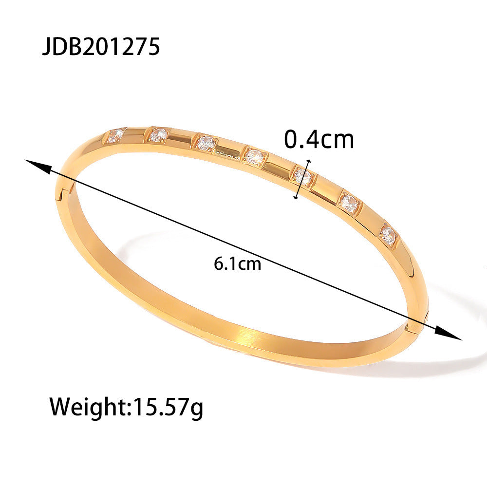 Summer Bracelet Women's Fashion Versatile Stainless Steel Zircon Inlaid Bracelet