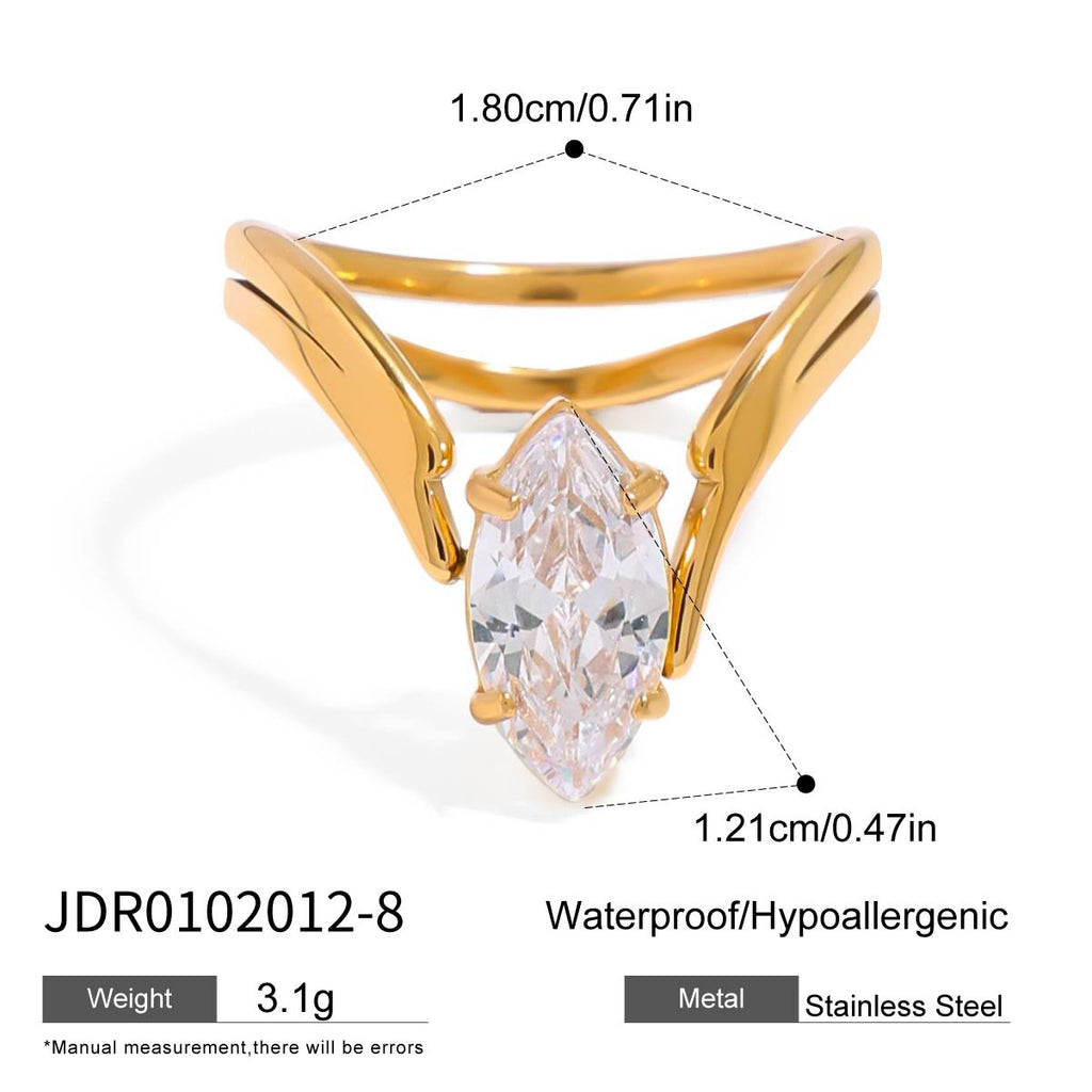 Zircon Ring Non-Fading Jewelry for Women Stainless Steel Accessories