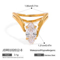 Cubic Zirconia Stainless Steel Ring in Gold-Plated — Contemporary Edit — close-up detail — jewelry finish and design detail