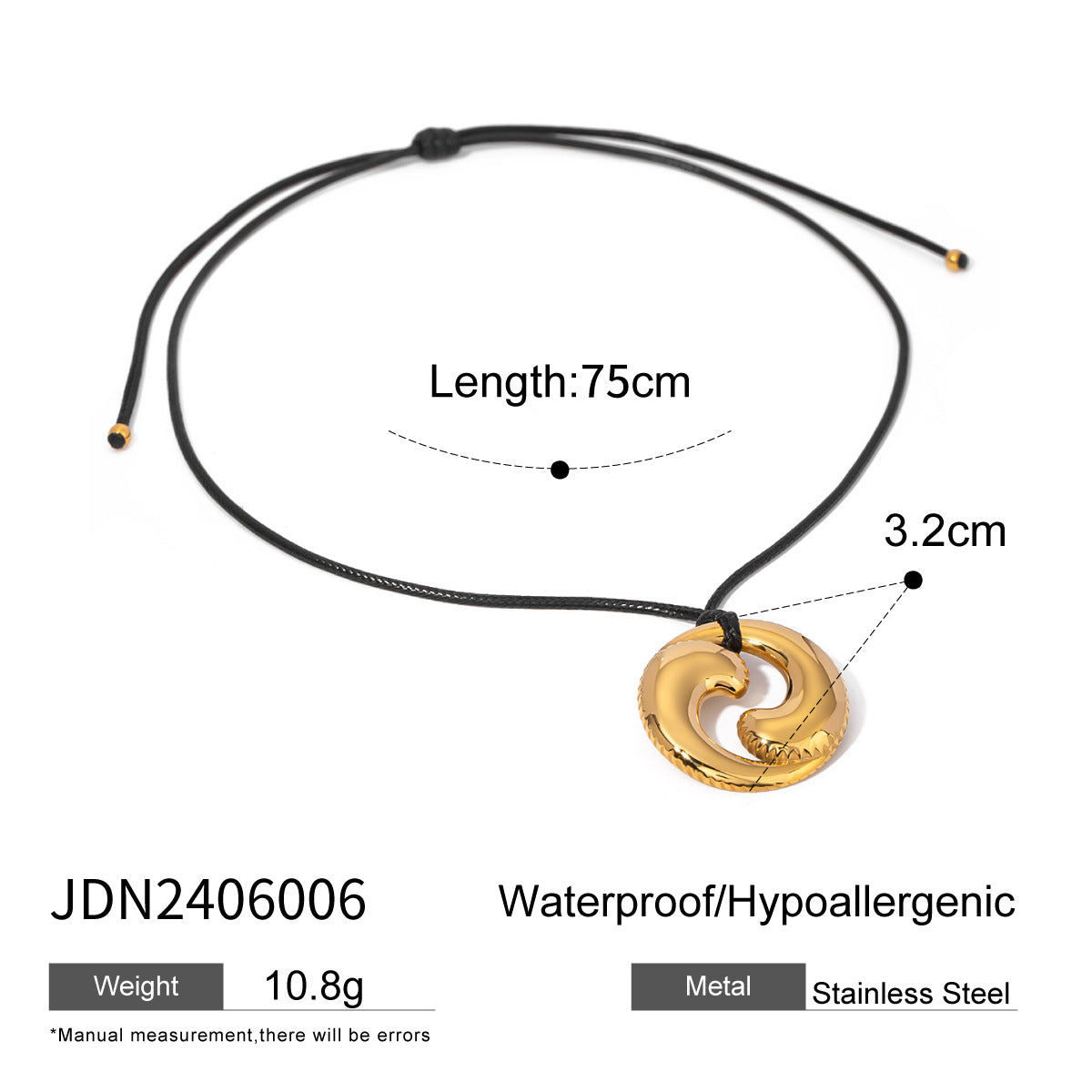 Black Rope Necklace Design Sense Collarbone Chain Non-Fading Stainless Steel Jewelry