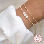 S925 Sterling Silver Imitation Pearl Bracelet With Eco Plating