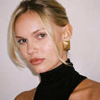 18K Gold Stainless Steel Striped Symmetrical Earrings Simple Design Fashion Stud Earrings