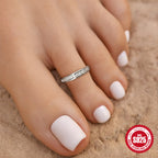 S925Sterling Silver Inlaid Diamond Adjustable Open Toe Ring Hot-Selling Summer Beach Toe Ring Foot Jewelry