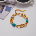 2H Bracelet Jewelry for Women, Non-Fading Stainless Steel Blue Turquoise Product