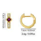 E0605 Korean Fashion Trendy Square Purple Zircon Earrings for Women Copper Gold-Plated Micro-Inlaid White Zircon Earrings
