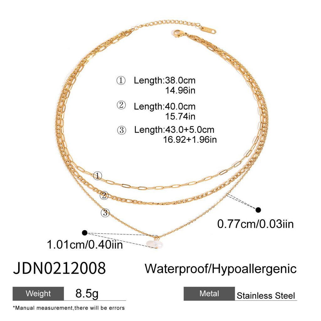 Three-layer Stacked Necklace Accessories for Women Collarbone Chain Stainless Steel Jewelry