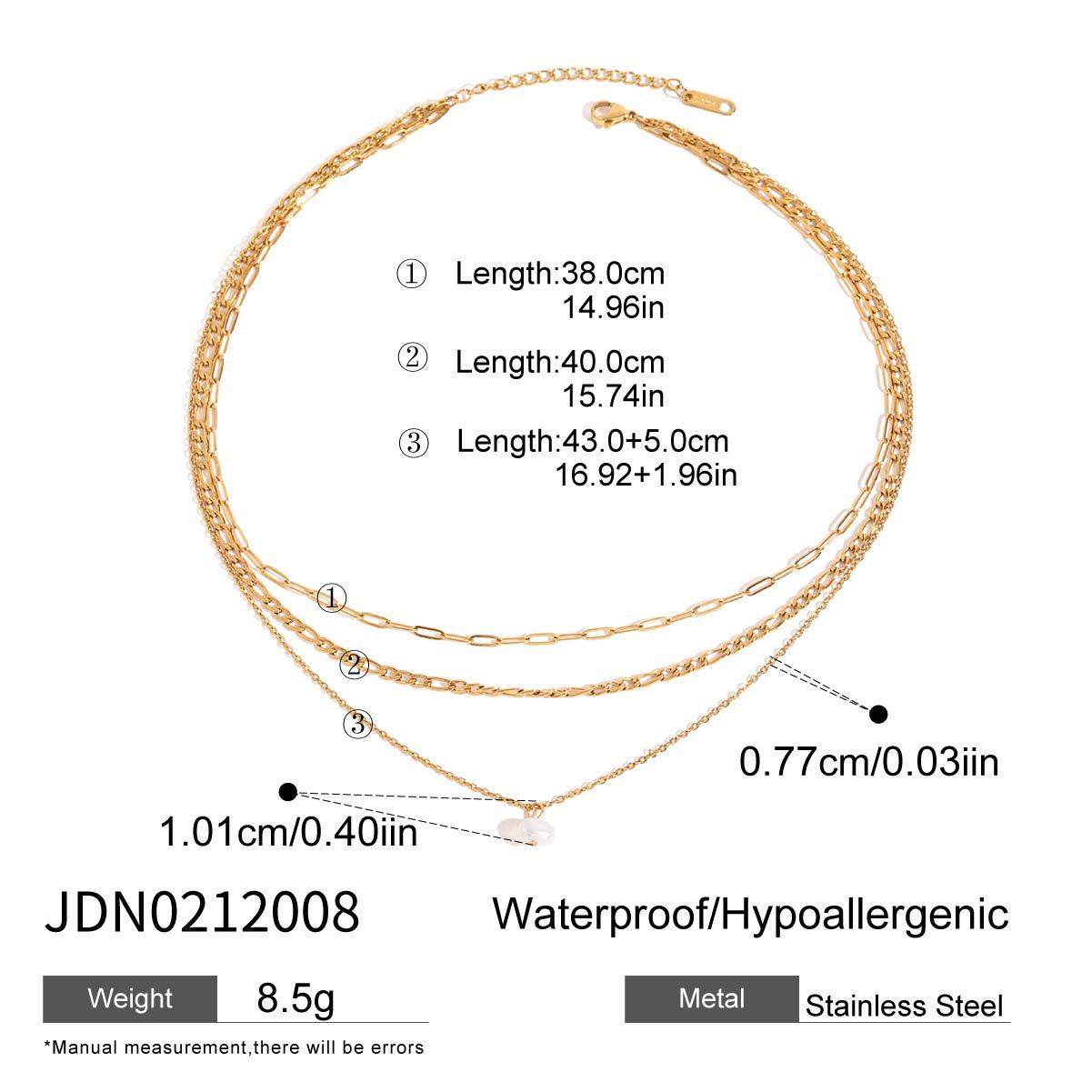 Three-layer Stacked Necklace Accessories for Women Collarbone Chain Stainless Steel Jewelry