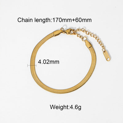 Jewelry Set Miami Cuban Chain Bracelet Bangle Flat Snake Layered Wear18K Gold-plated Stainless Steel Bracelet for Women