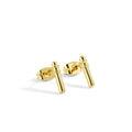 Gold-Plated Brass Bamboo Zircon Stud Earrings — design detail — jewelry finish and design detail