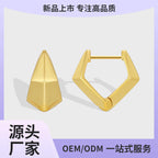 E0581 Design Sense Geometric Multi-sided Three-dimensional Earrings for Women Simple and Cool Style Ear Hoops