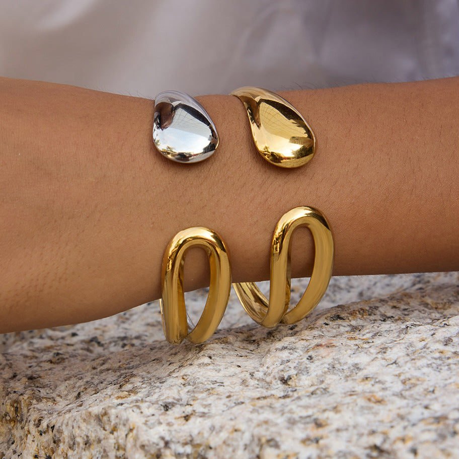 gold Bracelet Non-Fading Jewelry Open Bangle Stainless Steel Accessories for Women