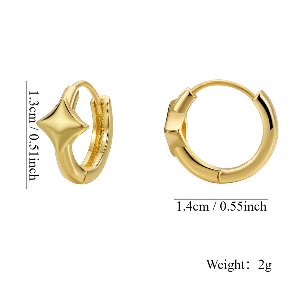 E0675 Korean Style Simple Fashion Heart-Shaped Zircon Earrings for Women Brass Gold-Plated Minimalist Earrings