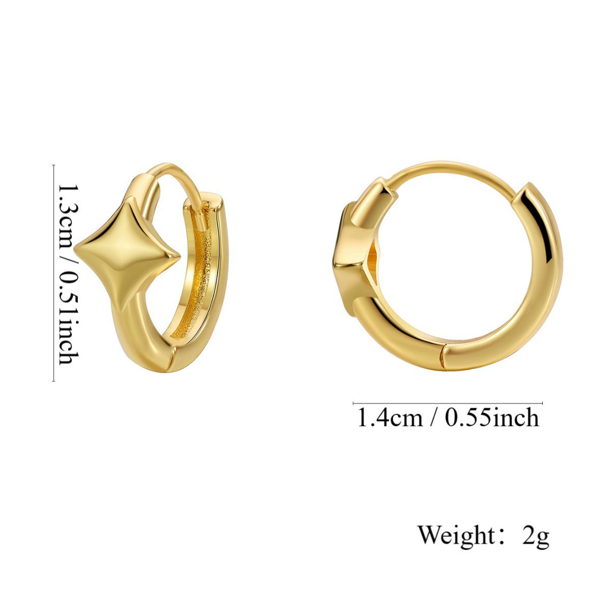 E0675 Korean Style Simple Fashion Heart-Shaped Zircon Earrings for Women Brass Gold-Plated Minimalist Earrings