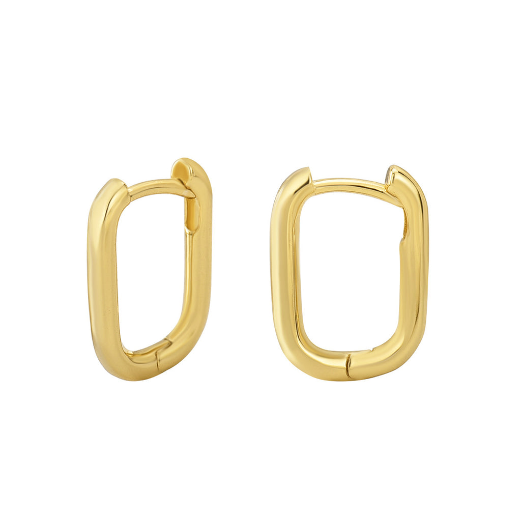 E0339New hoop Earrings for women geometric oval shape18K Real Gold Plating gold Simple Earrings