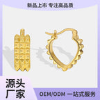 E0518 Fashion Gear Pattern Design Earrings for Women Brass Gold-Plated Simple Ear Jewelry