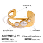 Stainless Steel Hollow Pearl Bracelet High Version Natural Stone Open Bangle