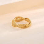R0182 Copper Gold-Plated Exaggerated Design Hemp Rope Pattern Ring for Women Unique Style