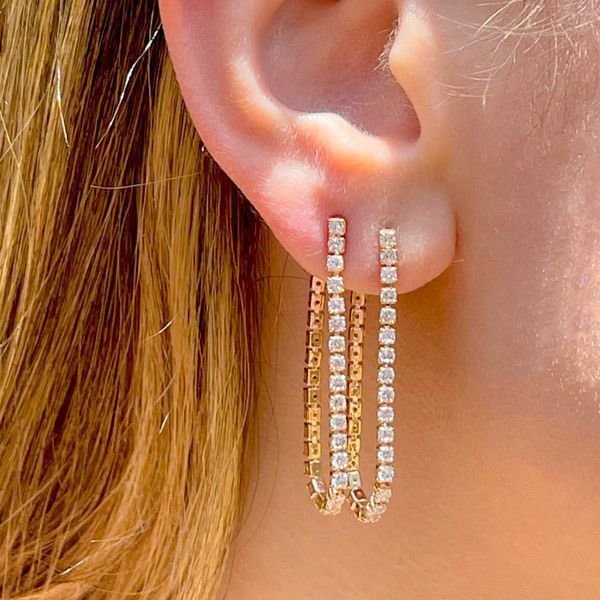 2H Zircon Chain Tassel Earrings Ear Studs Ear Jewelry Stainless Steel Accessories