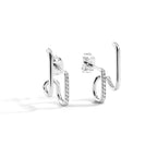 E0083Minimalist Style Double Line Diamond-Studded Earrings for Women gold Double Hoop Ear Clips Trendy Accessories