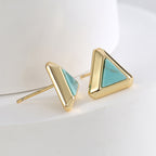 E0569 Small Elegant Triangle Stud Earrings for Women Fashion Brass Gold-Plated Turquoise Earrings