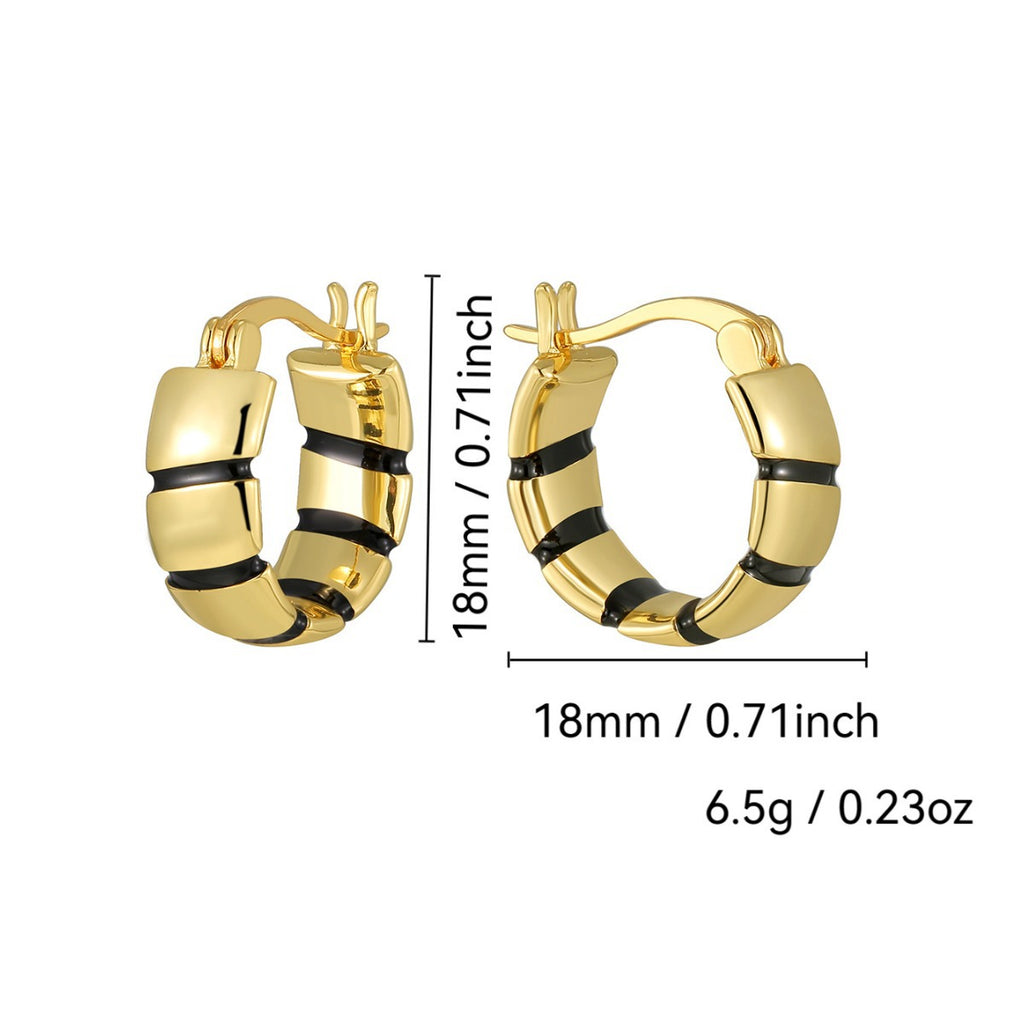 E0686 Minimalist Cool Style Threaded Black Epoxy Earrings for Women Fashion Hoop Earrings