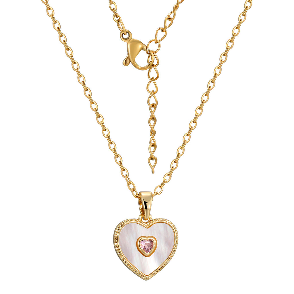 CYN0296 Heart Necklace Stainless Steel Pendant Collarbone Chain