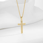 N0313 American Style Inlaid Diamond Cross Zircon Necklace for Men Copper Plated18K Gold Pendant Double Layer Clavicle Chain