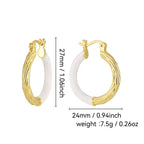 E0637 Lightweight Fashion Epoxy Earrings for Women Retro Simple Asymmetric Spliced Hoop Earrings