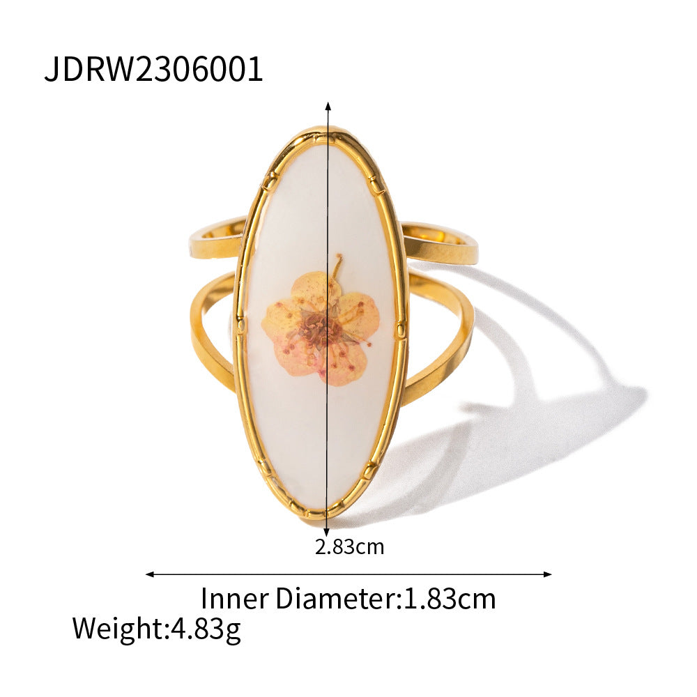 2H Stainless Steel Rhinestone Ring Non-Fading Jewelry Accessories for Women ring