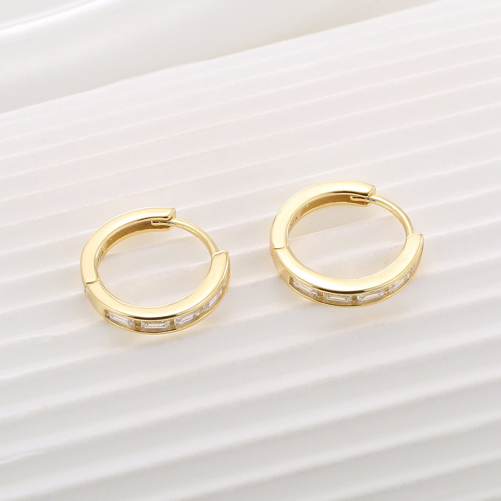 14K Gold-Plated 925 Sterling Silver Square Zircon Earrings — side profile