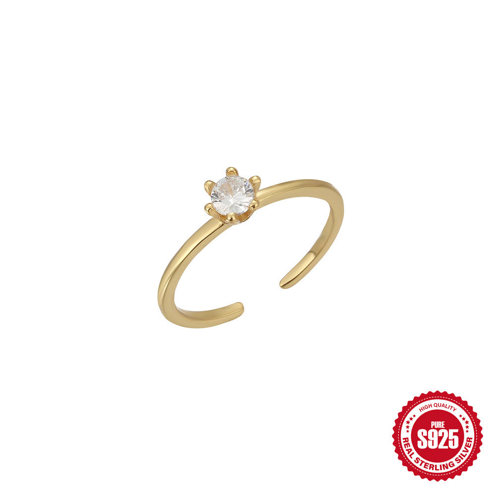 S925Sterling Silver Inlaid Diamond Adjustable Open Toe Ring Hot-Selling Summer Beach Toe Ring Foot Jewelry