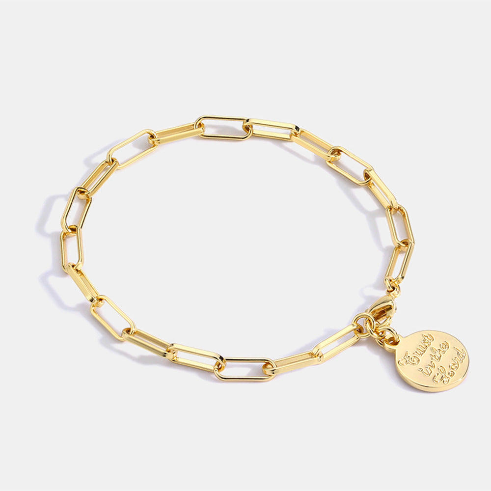 B0010 Wishing Coin Letter Couple Bracelet gold Chain Simple Gold Coin Bracelet