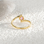 R0230 New Style Pink Zircon Ring for Women, Irregular Design Ring