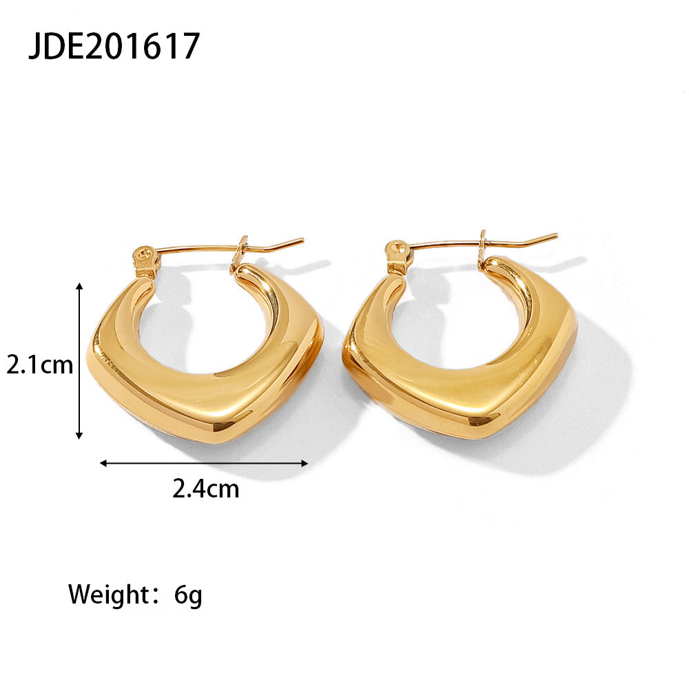 Same style earrings18K Gold Stainless Steel Fashion Geometric Prismatic Earrings Women's Earrings Jewelry