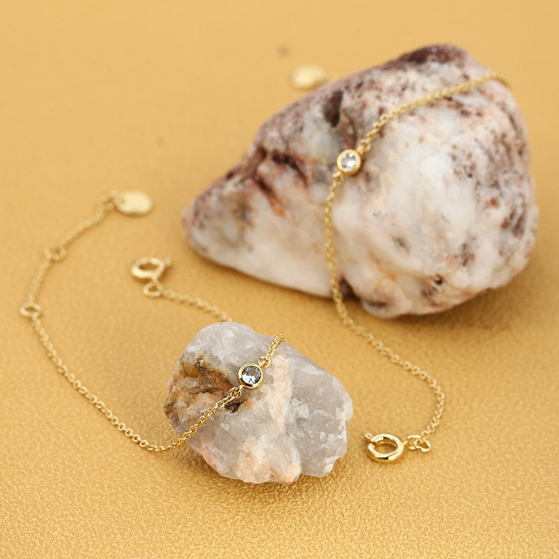 B0019 Minimalist Cool Style Zircon Bracelet Layered Basic Necklace Gold-plated Jewelry