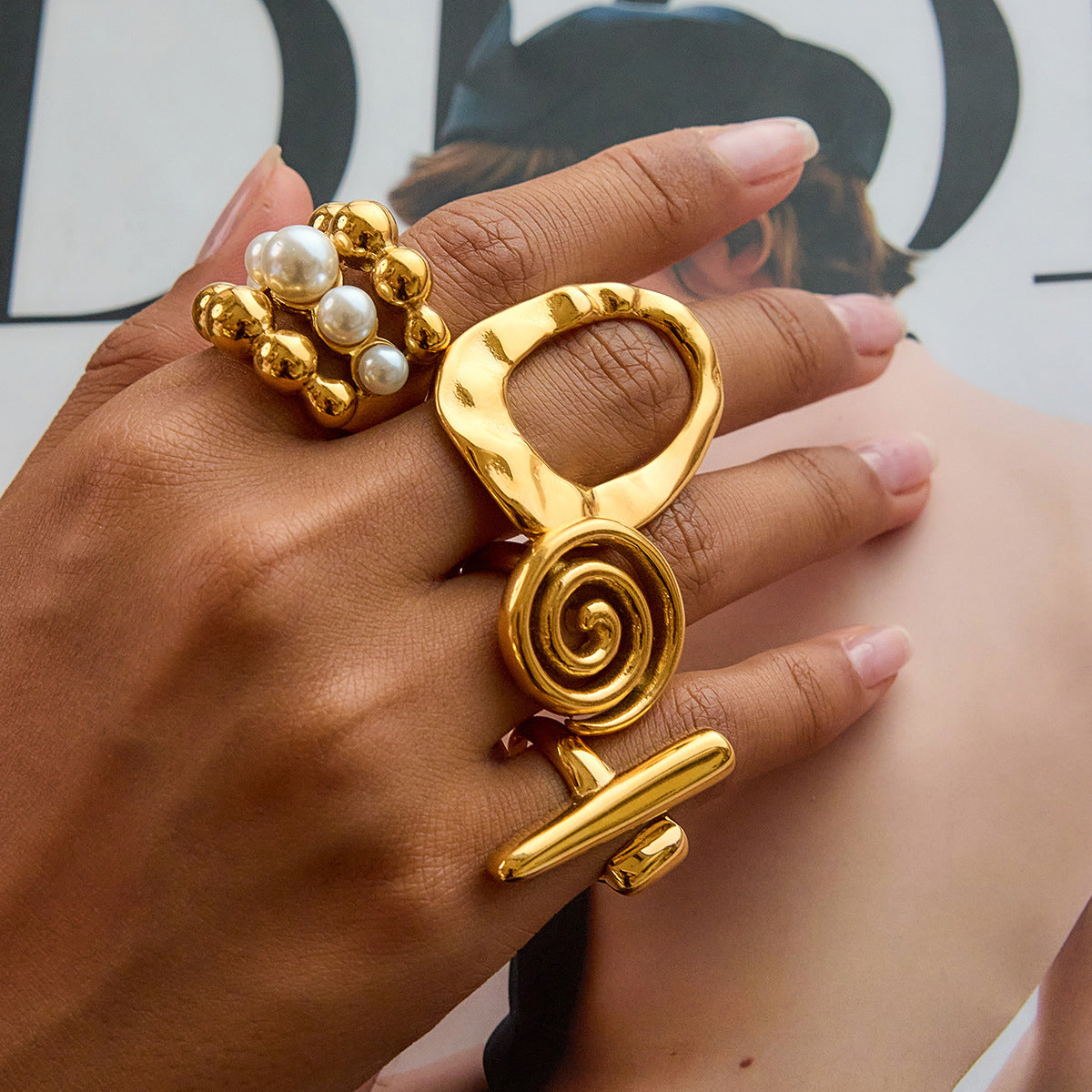 Geometric Ring Non-Fading Jewelry Stainless Steel Accessories for Women