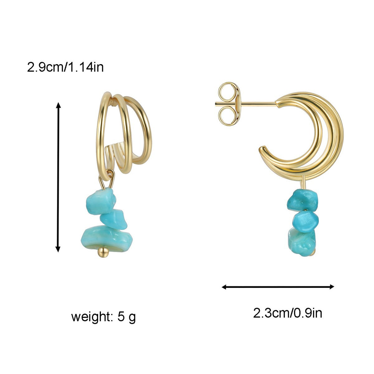 E0431 Bohemian C Round Circle Earrings for Women Turquoise Vintage Hoop Earrings Trendy