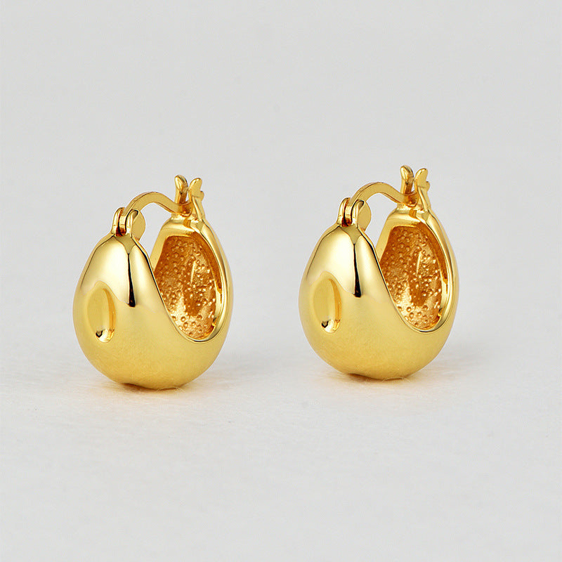E0683 Elegant Fashion Earrings for Women, Brass Gold-Plated, Vintage Simple Design, Smooth Ear Hooks