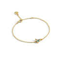 Gold-Plated Brass Floral Blue CZ Bracelet styled for independent jewelry boutiques — jewelry finish and design detail