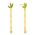 Gold-Plated Brass Four-Leaf Clover Heart CZ Earrings with a heart design profile