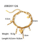 2H New Fashion Versatile Plated 18K Electroplated Stainless Steel Gold Three-Dimensional Heart Star Pendant Double-Layer Bracelet