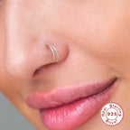 S925Sterling Silver Body Piercing Cartilage Jewelry Hot-Selling Double Ring Nose Ring Micro-Inlaid Ear Clip Earrings Ear Accessories