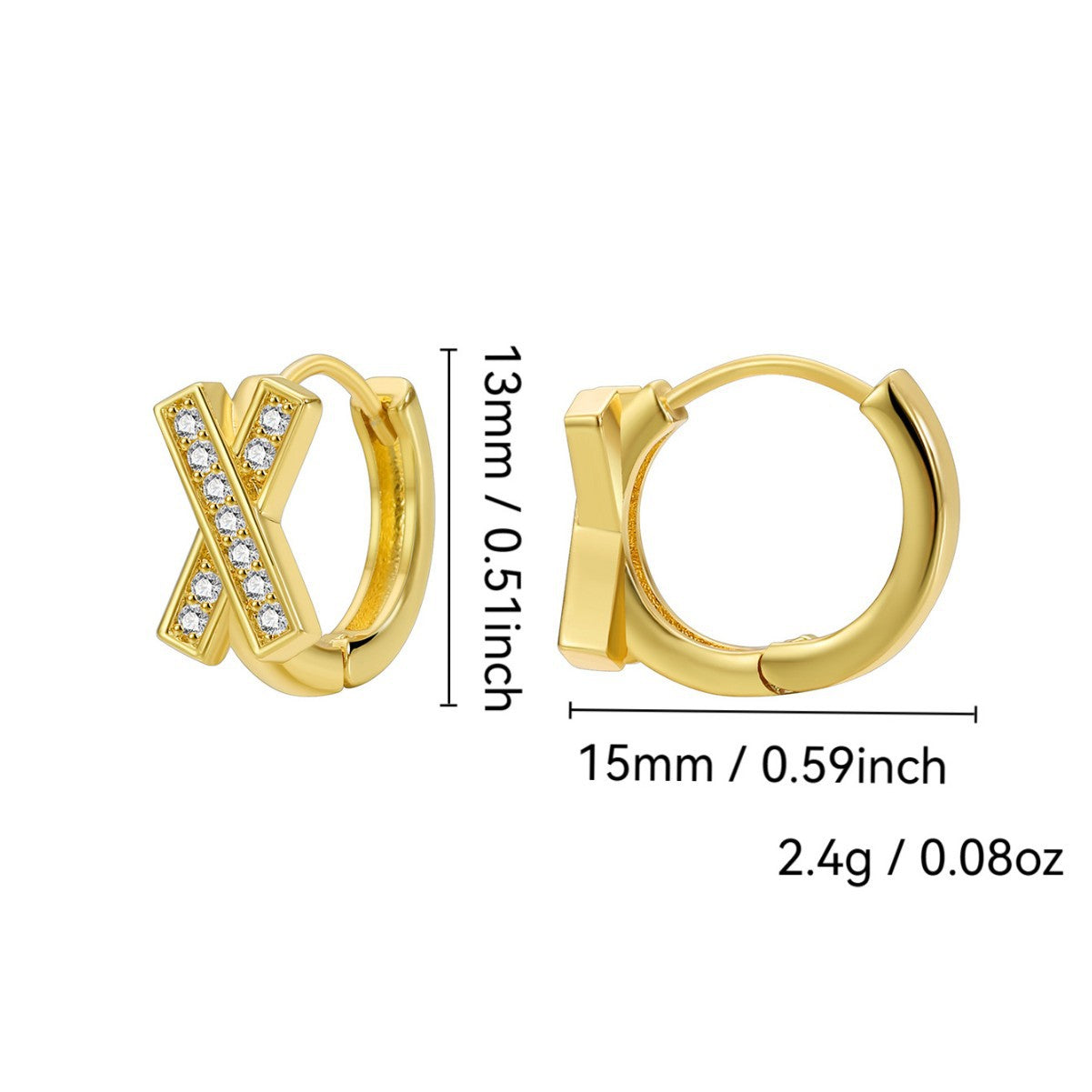E0672 Fashion Design X Shaped Earrings Women's Micro-encrusted Zirconia Simple Ear Buckle