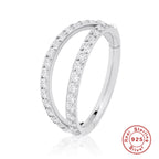 S925Sterling Silver Double Layer Diamond-Studded Cartilage Piercing Ear Bone Stud Nose Stud Minimalist Smooth Nose Ring Trendy Ear Cartilage