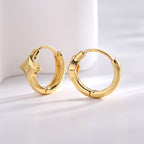 E0674 Minimalist Design Star Earrings for Women Brass Gold-Plated Cool Style Smooth Ear Clips