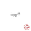 18G Crystal 925 Sterling Silver Cartilage Studs — wearable scale detail — alternate angle 4 — jewelry finish and design detail